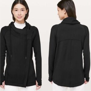 Lululemon Coast Easy Wrap Jacket in Black Modal French Terry Fabric Size 6